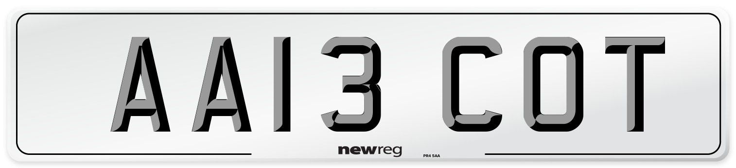 AA13 COT Number Plate from New Reg